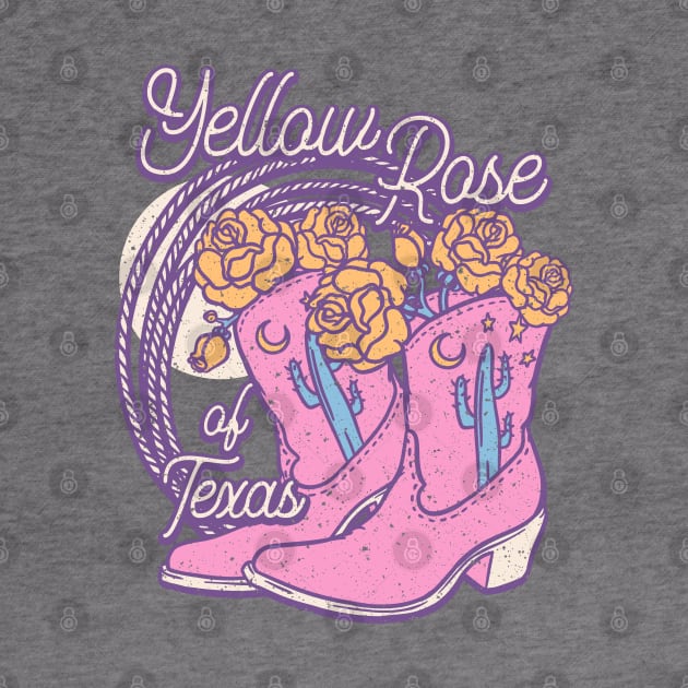 Yellow Rose of Texas | Cowboy Boots Roses Rope Cactus Stars Moon by anycolordesigns